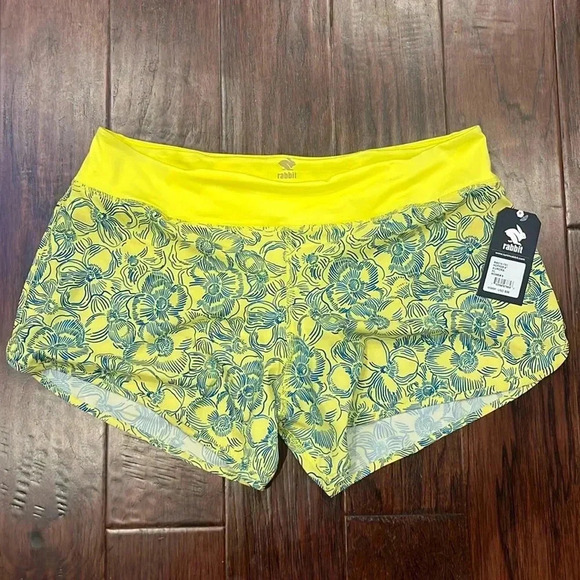 NWT Rabbit Aurora Yellow Floral Hopper 4" Shorts